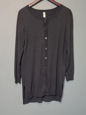 Lole charcoal gray button-front cardigan sweater